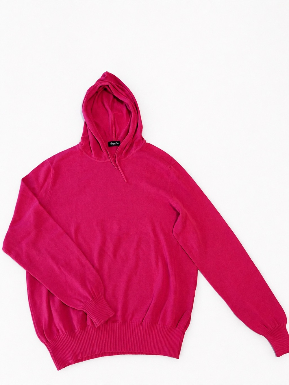 Drumohr 100% Cotton Bright Magenta Hooded Knit Pullover